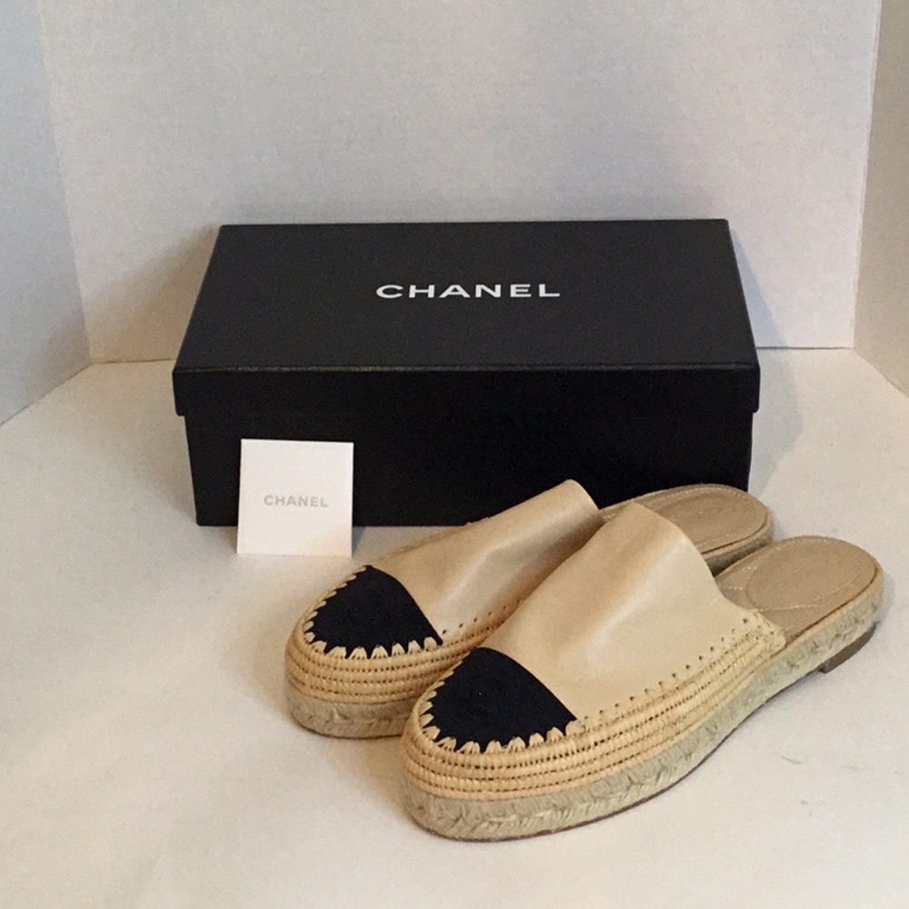 CHANEL Women’s Beige Espadrille Flats